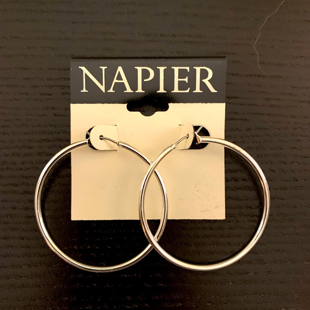 Silver plated hoops.